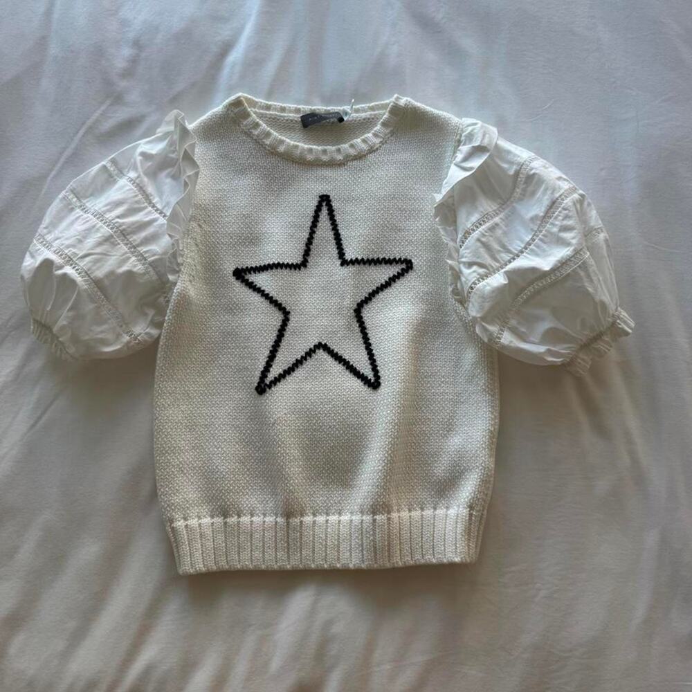 Mint velvet white sweater with black star